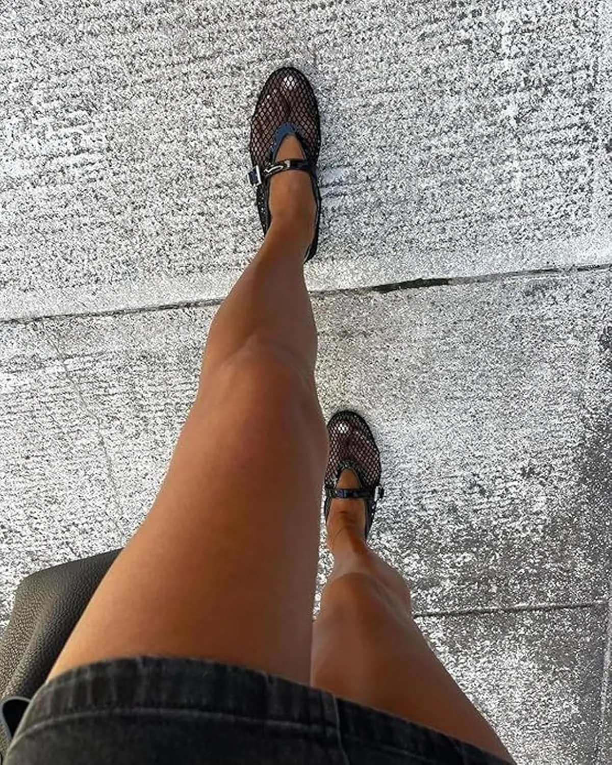 Mesh Ballet Flats for Women Round Toe Fishnet Mary Jane Flats Buckle Strap Casual Comfortable Office Ballerina Shoes