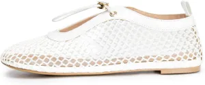 Mesh Ballet Flats for Women Round Toe Fishnet Mary Jane Flats Buckle Strap Casual Comfortable Office Ballerina Shoes