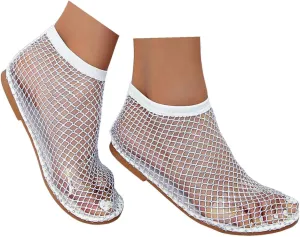 Mesh Ballet Flats for Women Slip On Shiny Mesh Flats Round Toe Sparkly Rhinestone Sandals Sexy Fishnet Sandals Beach Casual Dress Flats Comfortable