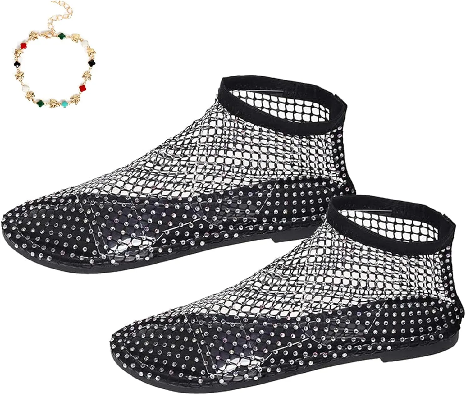 Mesh Ballet Flats for Women, Ultra Comfortable Shiny Gem Mesh Flats, Mesh Shoes Women Flats Slip On