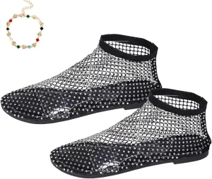 Mesh Ballet Flats for Women, Ultra Comfortable Shiny Gem Mesh Flats, Mesh Shoes Women Flats Slip On