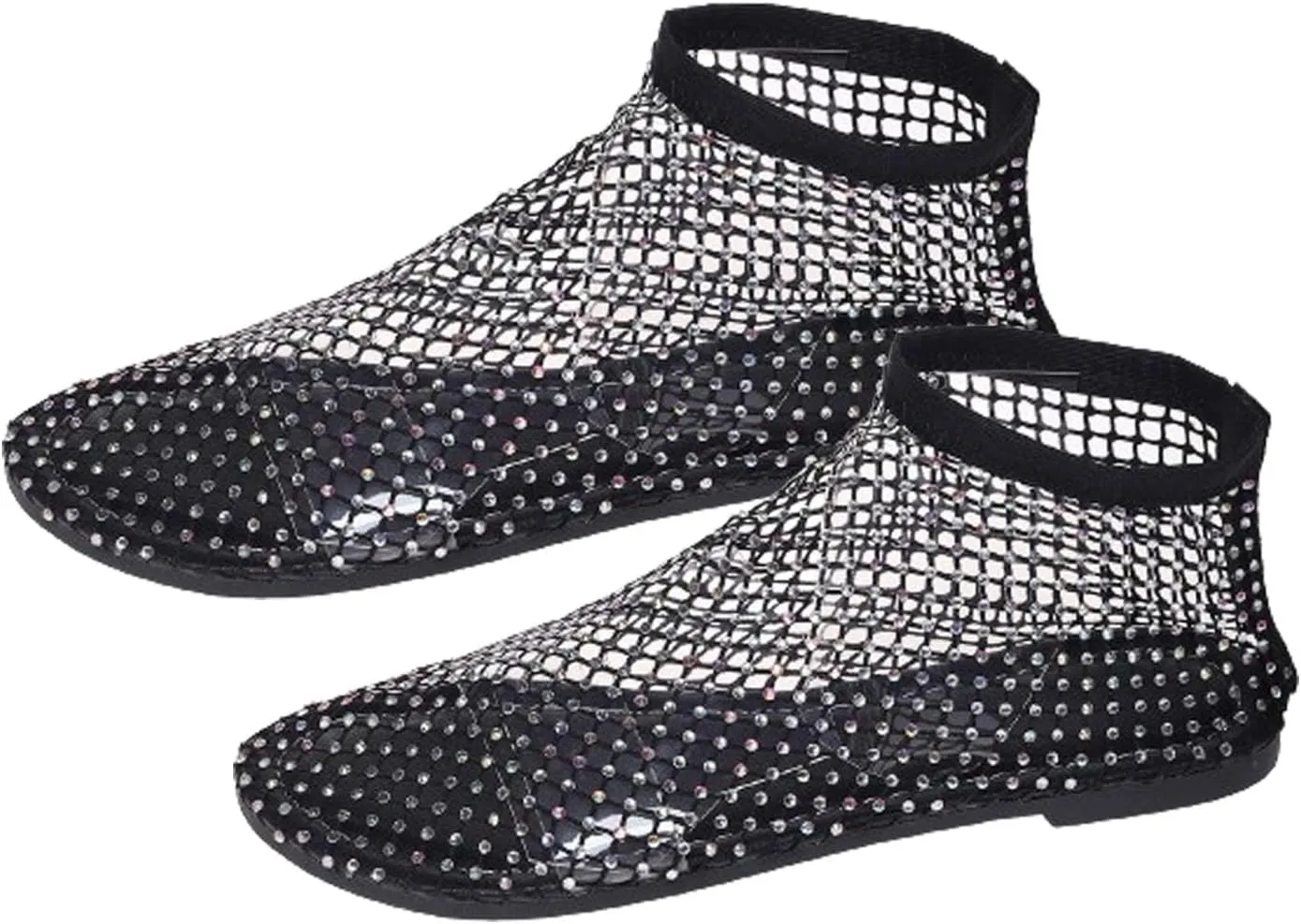 Mesh Shoes Women Flats with Rhinestones, Mesh Embellished Flats, Mesh Ballet Flats for Women, Sparkly Shoes for Women