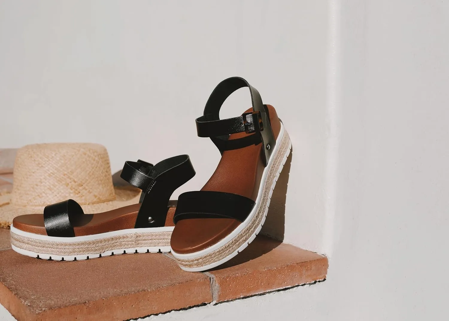 MIA Shoes Kiera Womens Platform Sandals, Espadrille Raffia Sole
