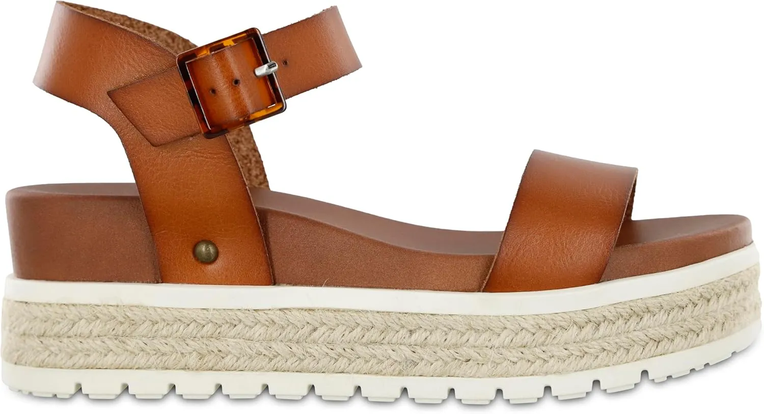 MIA Shoes Kiera Womens Platform Sandals, Espadrille Raffia Sole