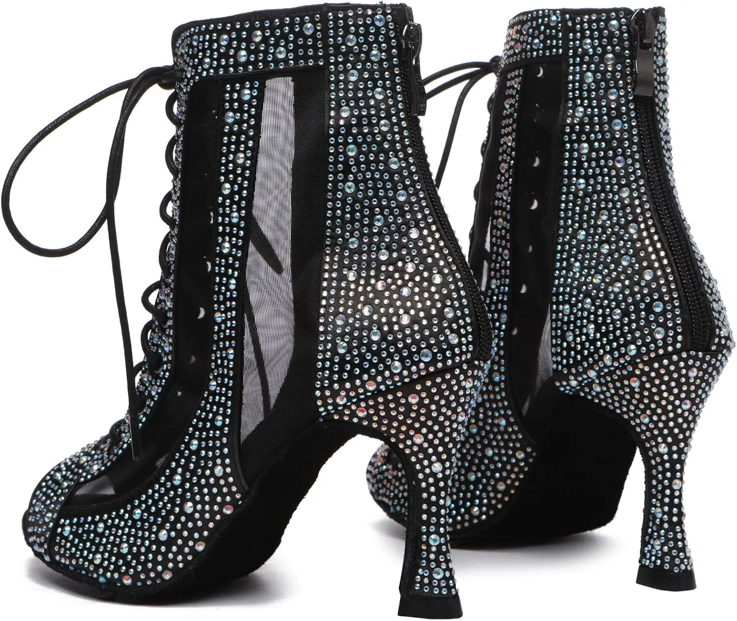 Minishion Sexy Dance Heels for Women Mesh Party Eveing Ankle Sandals Boots