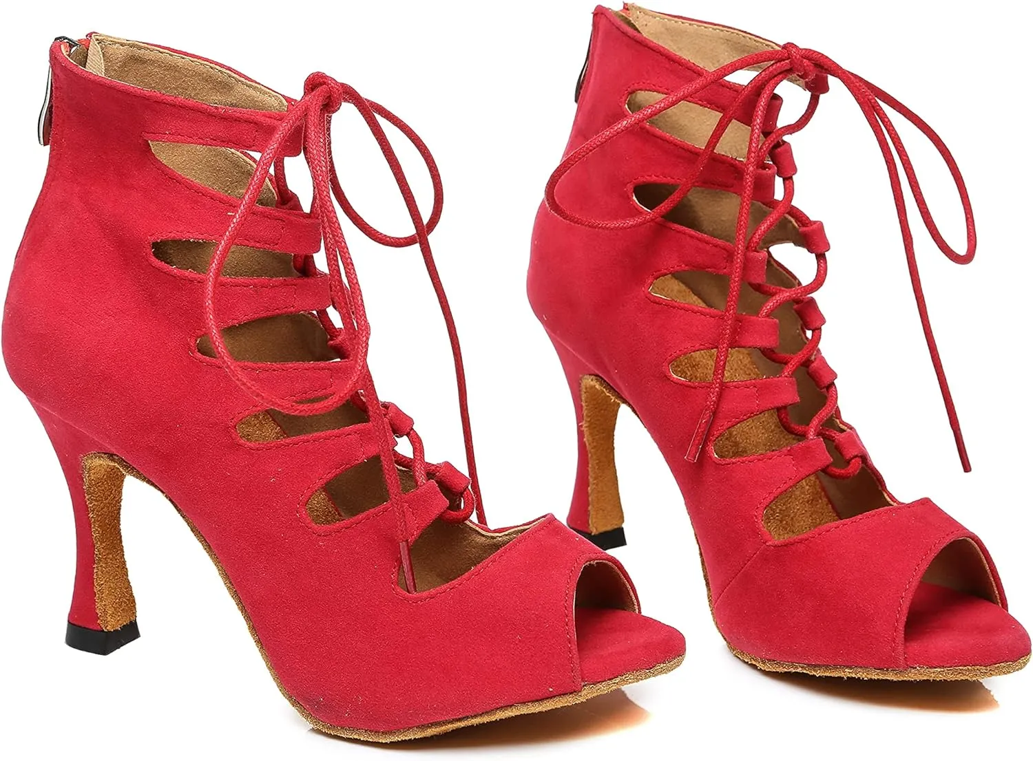 Minishion Women's Ballroom Dancing Boots Lace-up Latin Shoes Formal Party Sandals