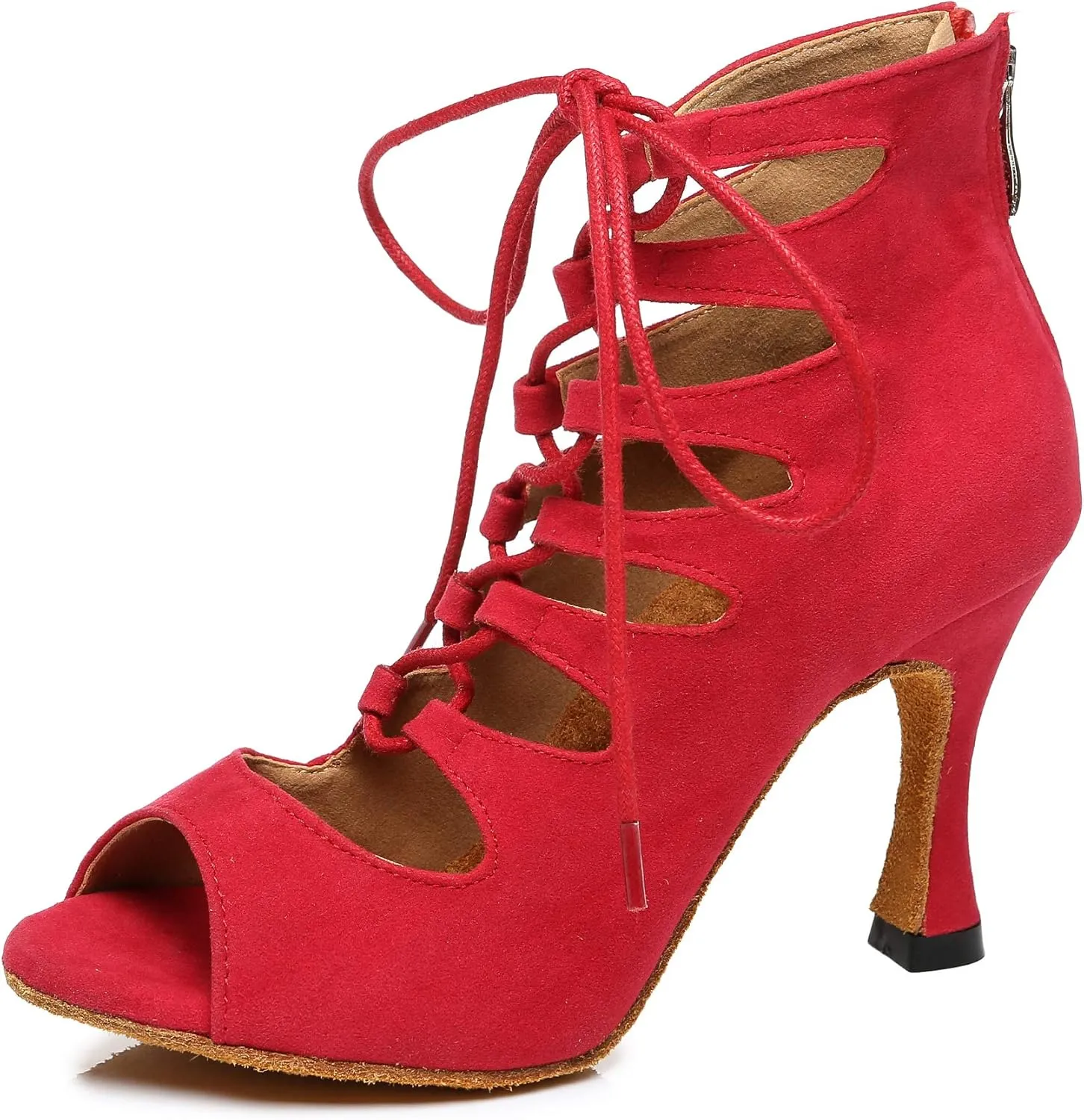 Minishion Women's Ballroom Dancing Boots Lace-up Latin Shoes Formal Party Sandals