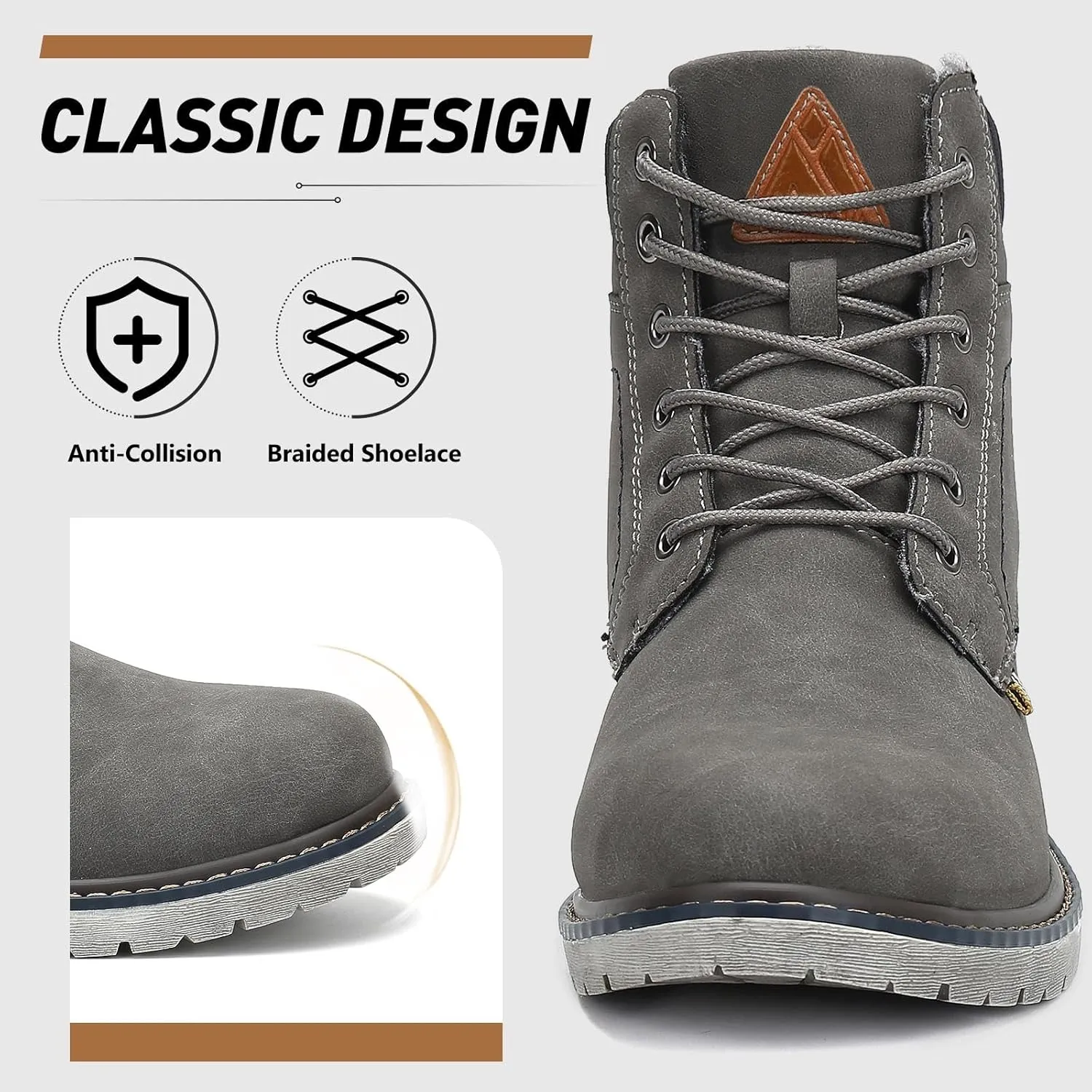 Mishansha Winter Boots for Men Women Waterproof Snow Boots Warm Lined Non Slip Hiking Boot