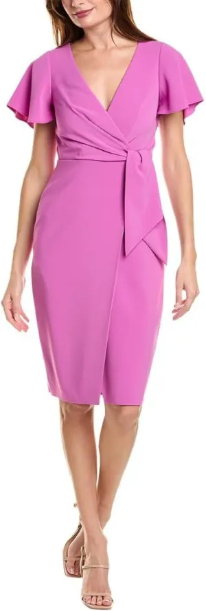 Mock Wrap Flutter Sleeve Dress