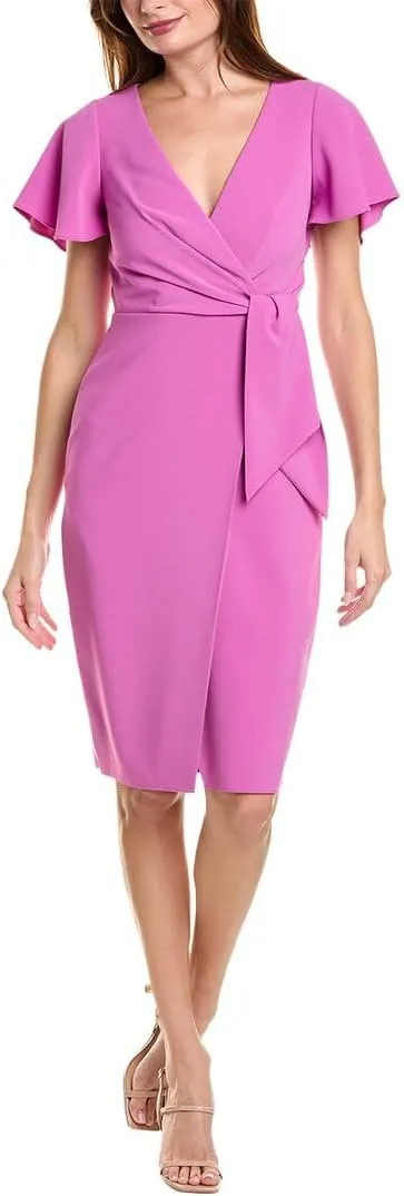 Mock Wrap Flutter Sleeve Dress