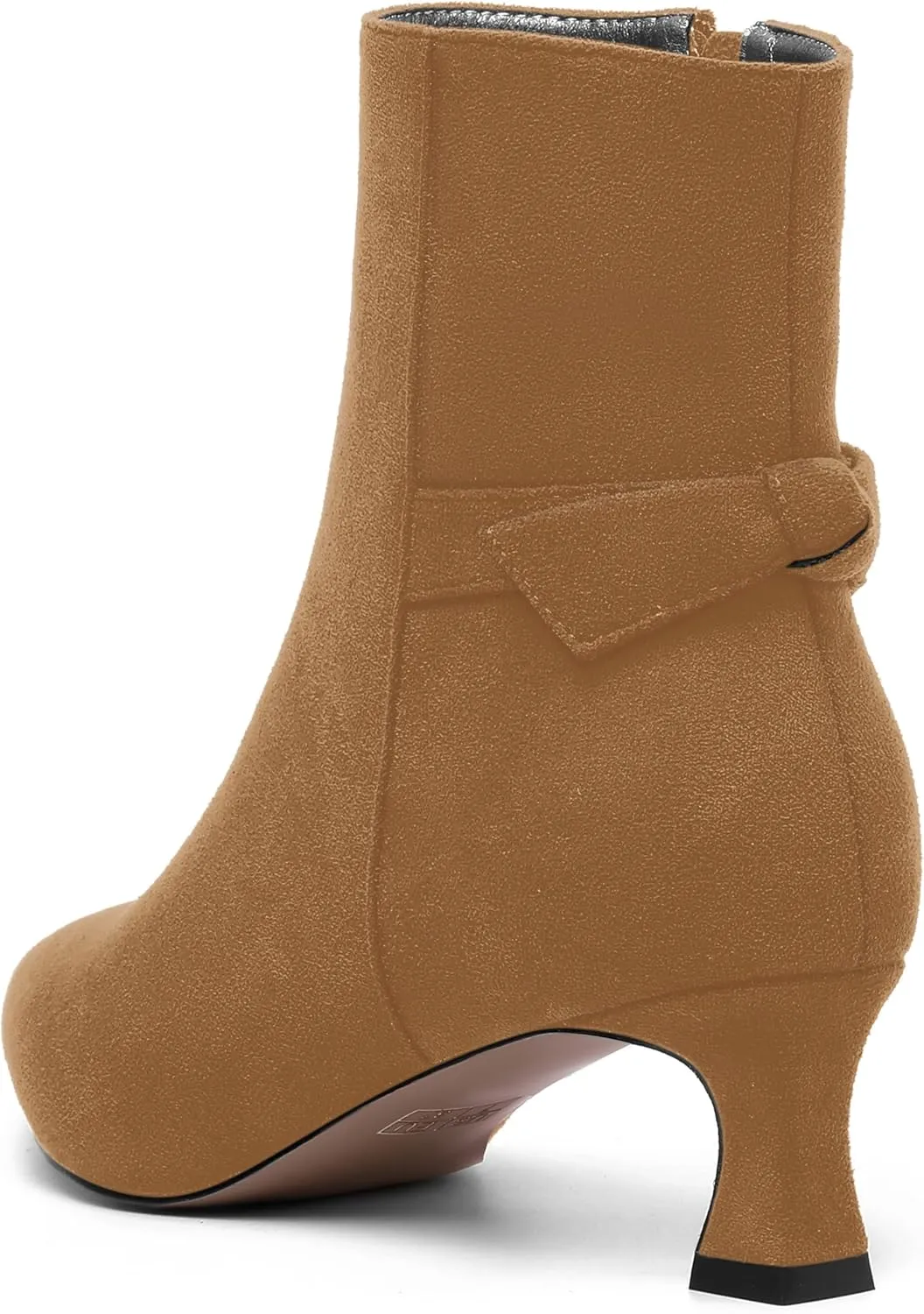 MOVINSTEPS Womens Pointed Toe Suede Zip Cold Weather Outdoor Solid Kitten Low Heel Ankle High Boots 2 Inch