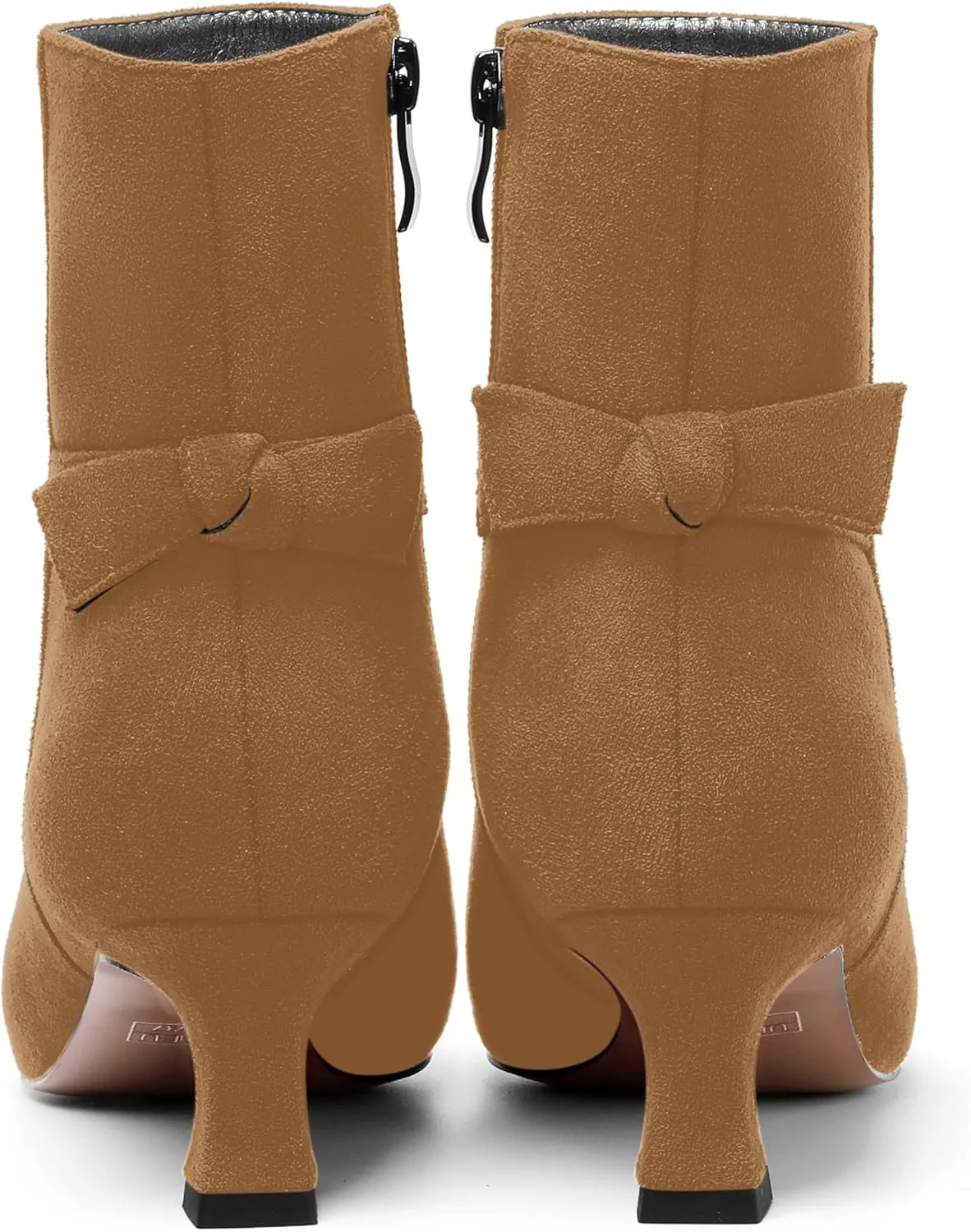 MOVINSTEPS Womens Pointed Toe Suede Zip Cold Weather Outdoor Solid Kitten Low Heel Ankle High Boots 2 Inch
