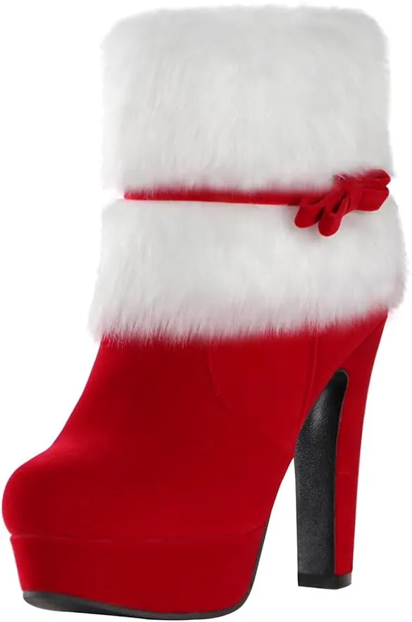 MRKEWUNEY Women's Christmas Ankle Boots