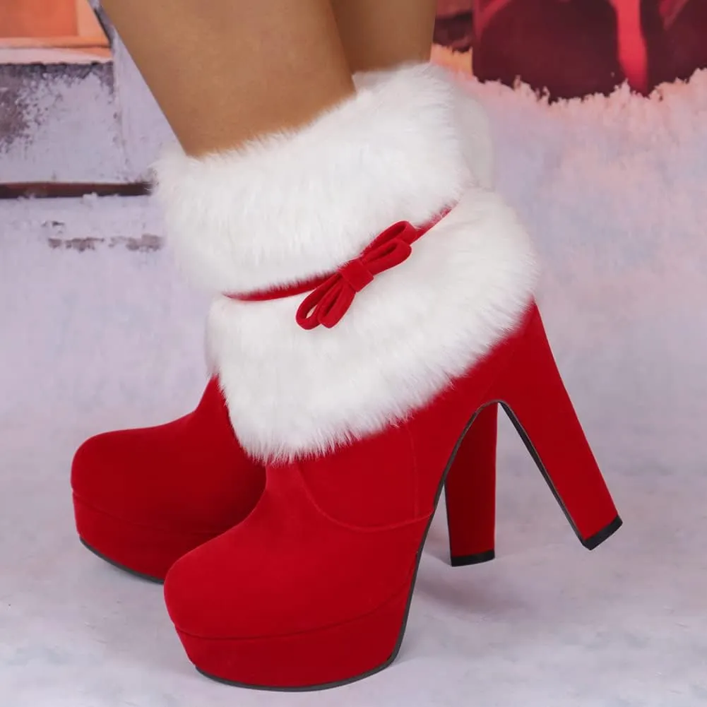 MRKEWUNEY Women's Christmas Ankle Boots
