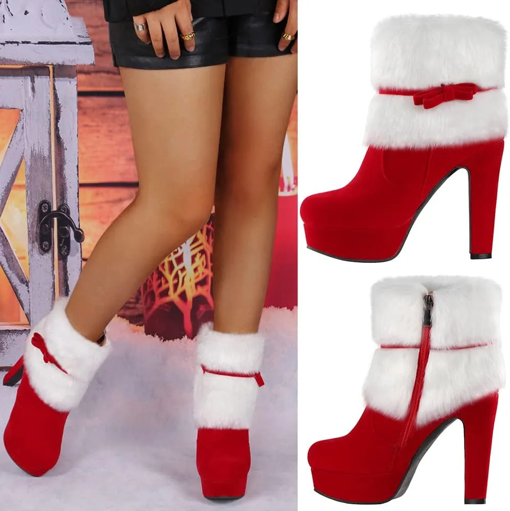 MRKEWUNEY Women's Christmas Ankle Boots