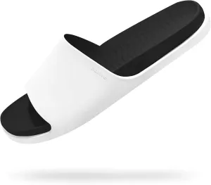 Native Shoes Spencer Lx Sandals for Men and Women - Stylish Slide Sandal, Two-Part EVA Construction, and Ultralight Footbed for Comfort Shell White/Jiffy Black Men's 8, Women's 10 Medium