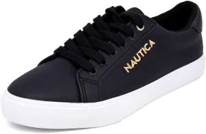 Nautica Women's Fashion Court Sneakers - Lace-Up Casual Tennis Shoes for Ladies