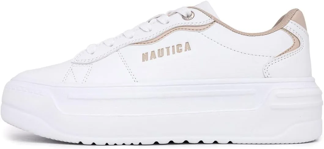 Nautica Women’s Lace-Up Fashion Sneakers – Low-Top Casual Walking & Tennis Shoes with Platform or Regular Heel