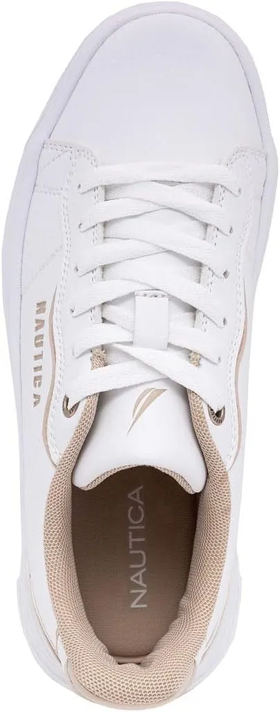 Nautica Women’s Lace-Up Fashion Sneakers – Low-Top Casual Walking & Tennis Shoes with Platform or Regular Heel