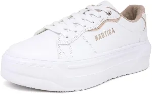 Nautica Women’s Lace-Up Fashion Sneakers – Low-Top Casual Walking & Tennis Shoes with Platform or Regular Heel