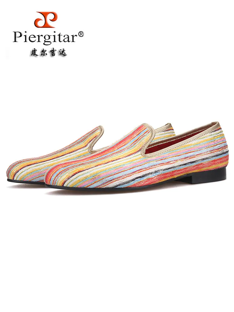 New color striped fluorescent sequin men's loafers trendy European version large size slip-on party shoes low-top shoes