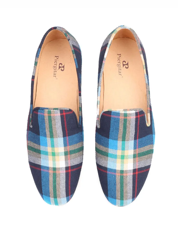 New spring and summer women's handmade loafers European and American trendy plaid striped low-top shoes slip-on shoes for women