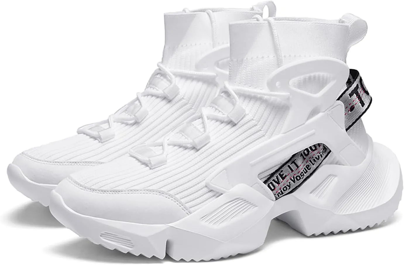 Niepce Inc Streetwear High Top Fashion Men's Knit Chunky Sneakers