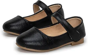 Non-Slip Mary Jane for Girls Soft Leather Ballet Flats with Adjustable Strap, Toddler Little Big Kid Dress Shoes for Wedding Party School