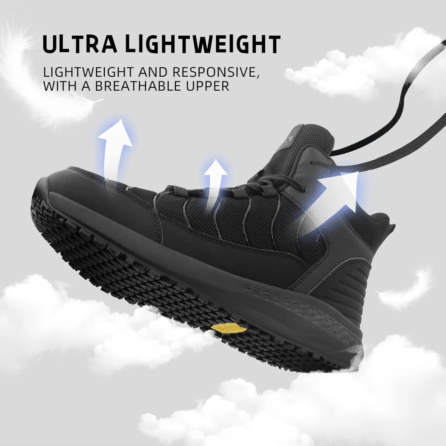 Non Slip Work Boots for Men Shoes Slip on Waterproof Slip Resistant Boots Kitchen Chef Restaurant Walking Sneakers Comfortable Food Service Working Footwear Leather