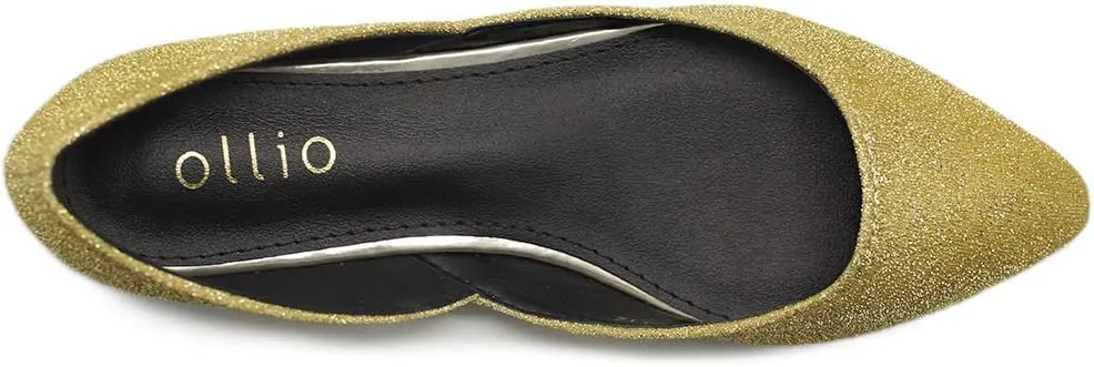Ollio Women's Shoes Glitter Casual Comfort Light Pointed Toe Ballet Flats F112