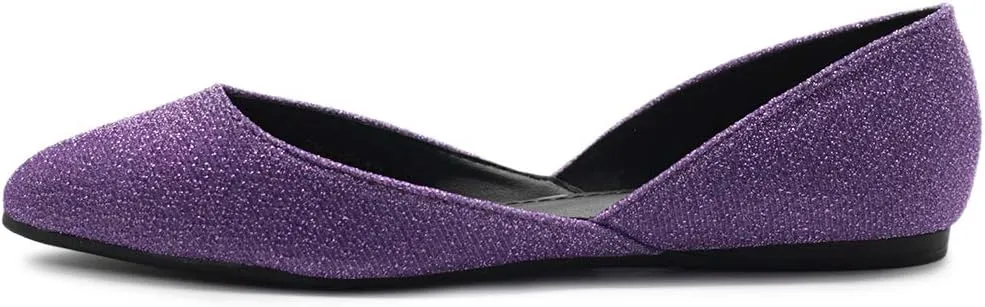 Ollio Women's Shoes Glitter Casual Comfort Light Pointed Toe Ballet Flats F112