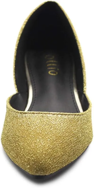 Ollio Women's Shoes Glitter Casual Comfort Light Pointed Toe Ballet Flats F112