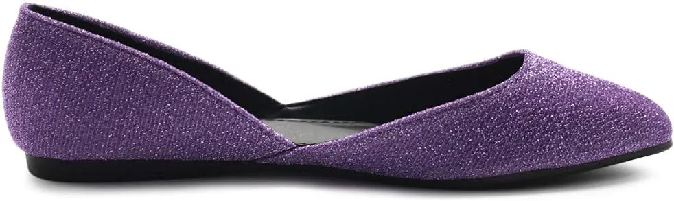 Ollio Women's Shoes Glitter Casual Comfort Light Pointed Toe Ballet Flats F112