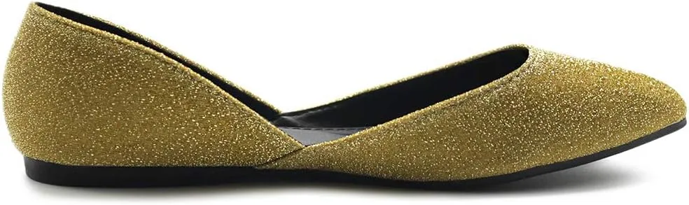 Ollio Women's Shoes Glitter Casual Comfort Light Pointed Toe Ballet Flats F112