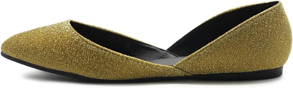 Ollio Women's Shoes Glitter Casual Comfort Light Pointed Toe Ballet Flats F112