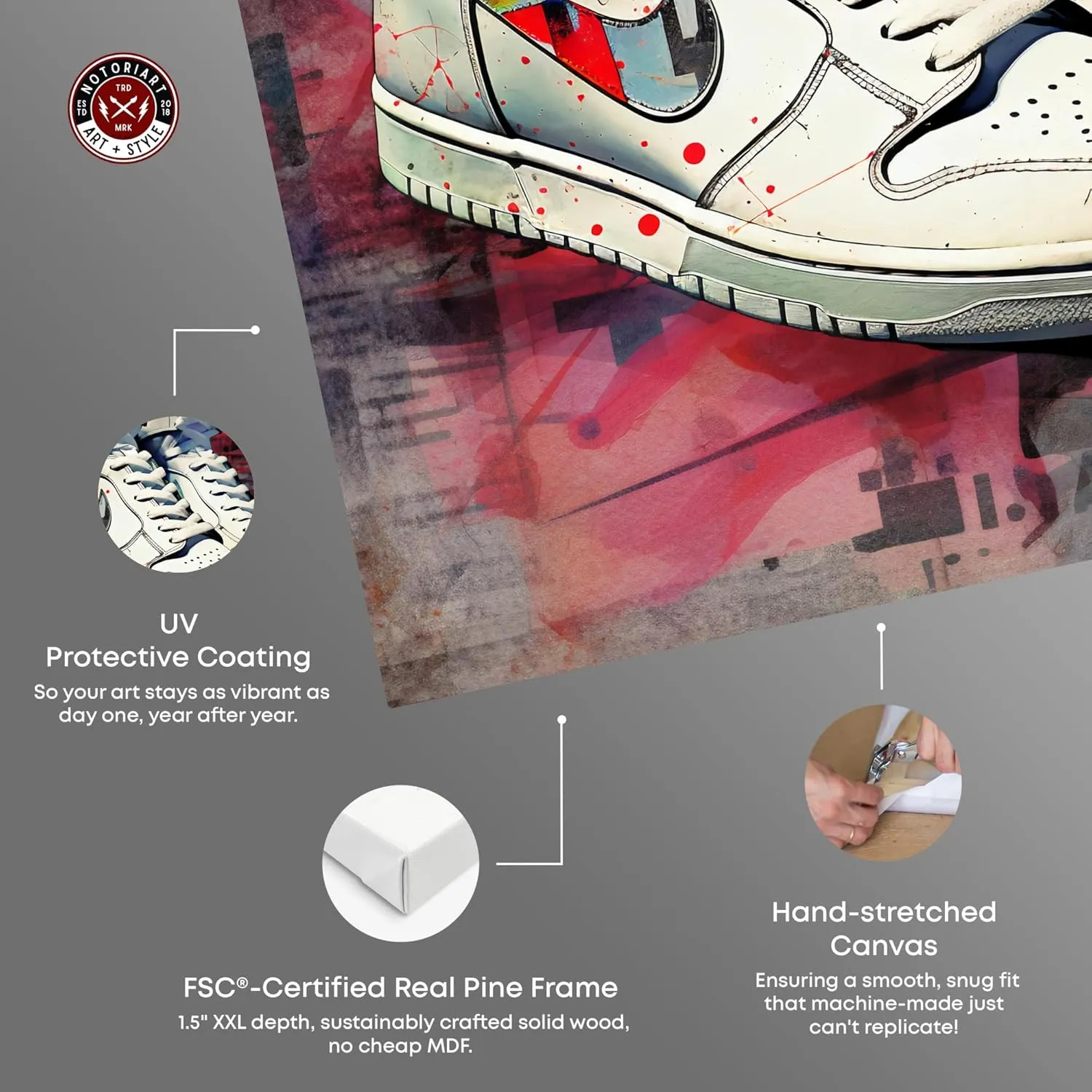 On Display Sneakers Modern Sneaker Art Prints Canvas Wall Art by Notoriart, Gallery Wrapped, 12"x12"