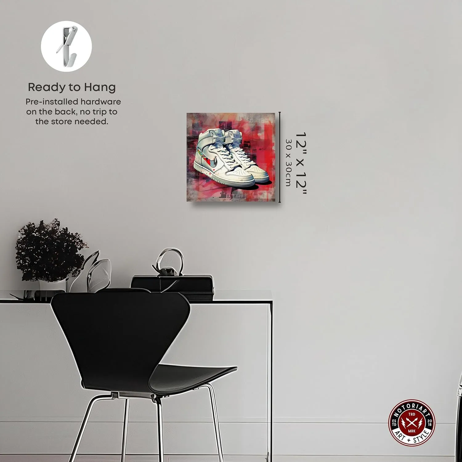On Display Sneakers Modern Sneaker Art Prints Canvas Wall Art by Notoriart, Gallery Wrapped, 12"x12"