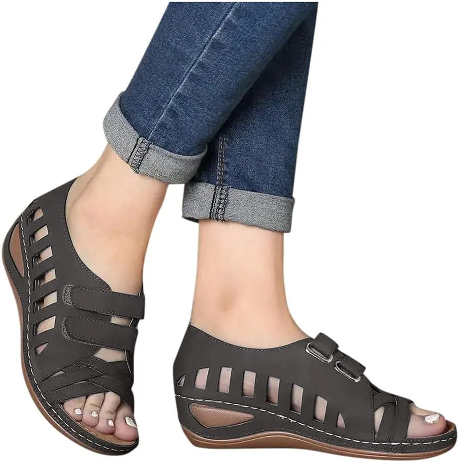 Orthopedic Shoes for Women with Arch Support T Strap Walking Shoes for Women Dressy Flat Sandals for Women Strappy Black Sandals Women's Orthotic Sport Sandals Calzado Para Mujer
