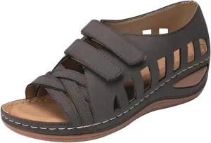 Orthopedic Shoes for Women with Arch Support T Strap Walking Shoes for Women Dressy Flat Sandals for Women Strappy Black Sandals Women's Orthotic Sport Sandals Calzado Para Mujer