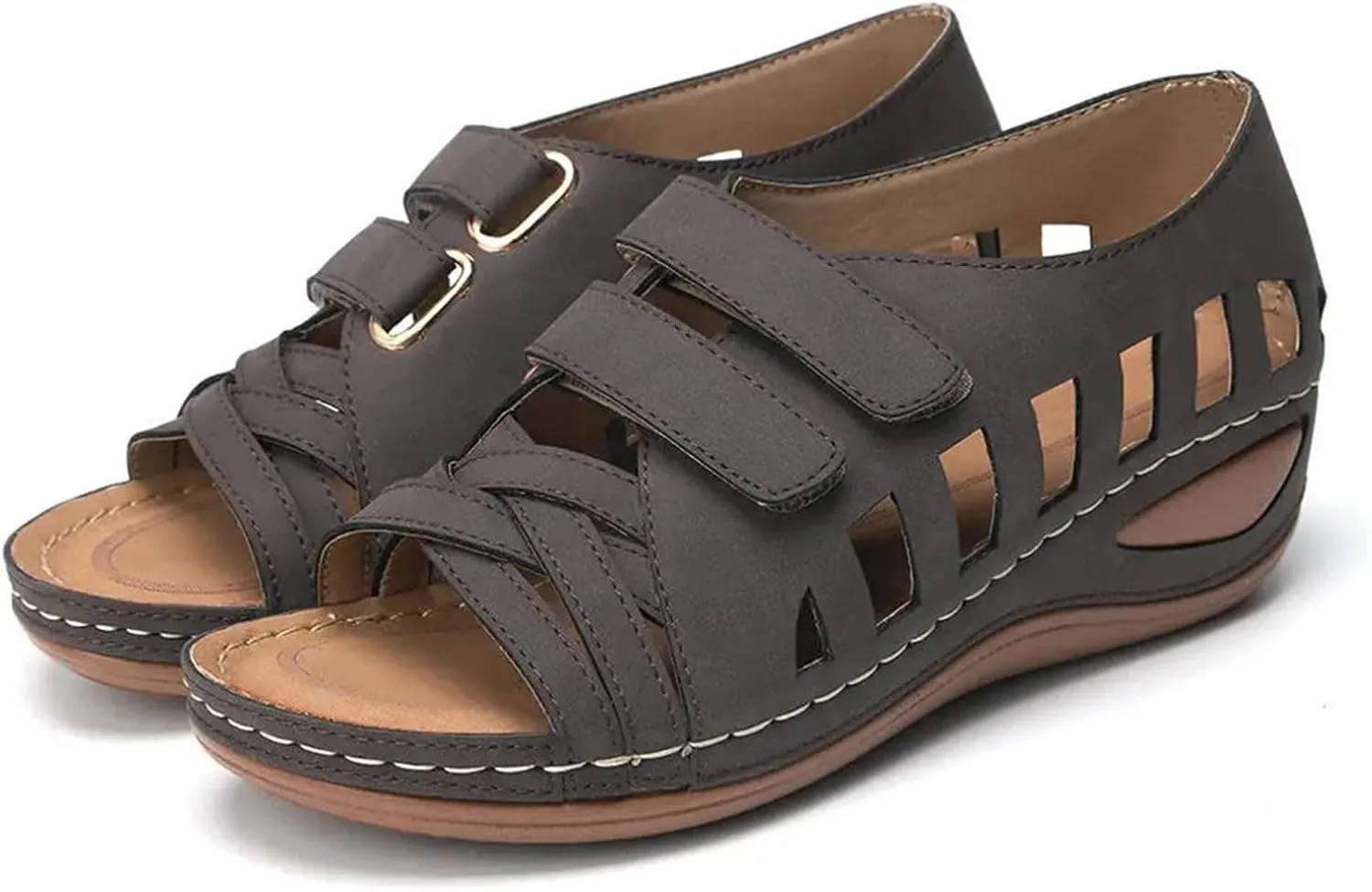 Orthopedic Shoes for Women with Arch Support T Strap Walking Shoes for Women Dressy Flat Sandals for Women Strappy Black Sandals Women's Orthotic Sport Sandals Calzado Para Mujer