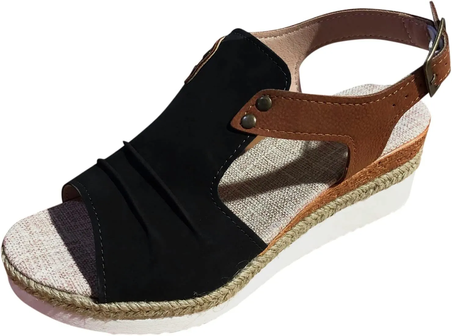 Orthopedic Wedge Platform Sandals for Women Espadrilles Platform Ankle Strap Sandals Flat Open Toe Low Wedge Sandals Summer Dressy Slip on Sandals Casual Beach Boho Sandals