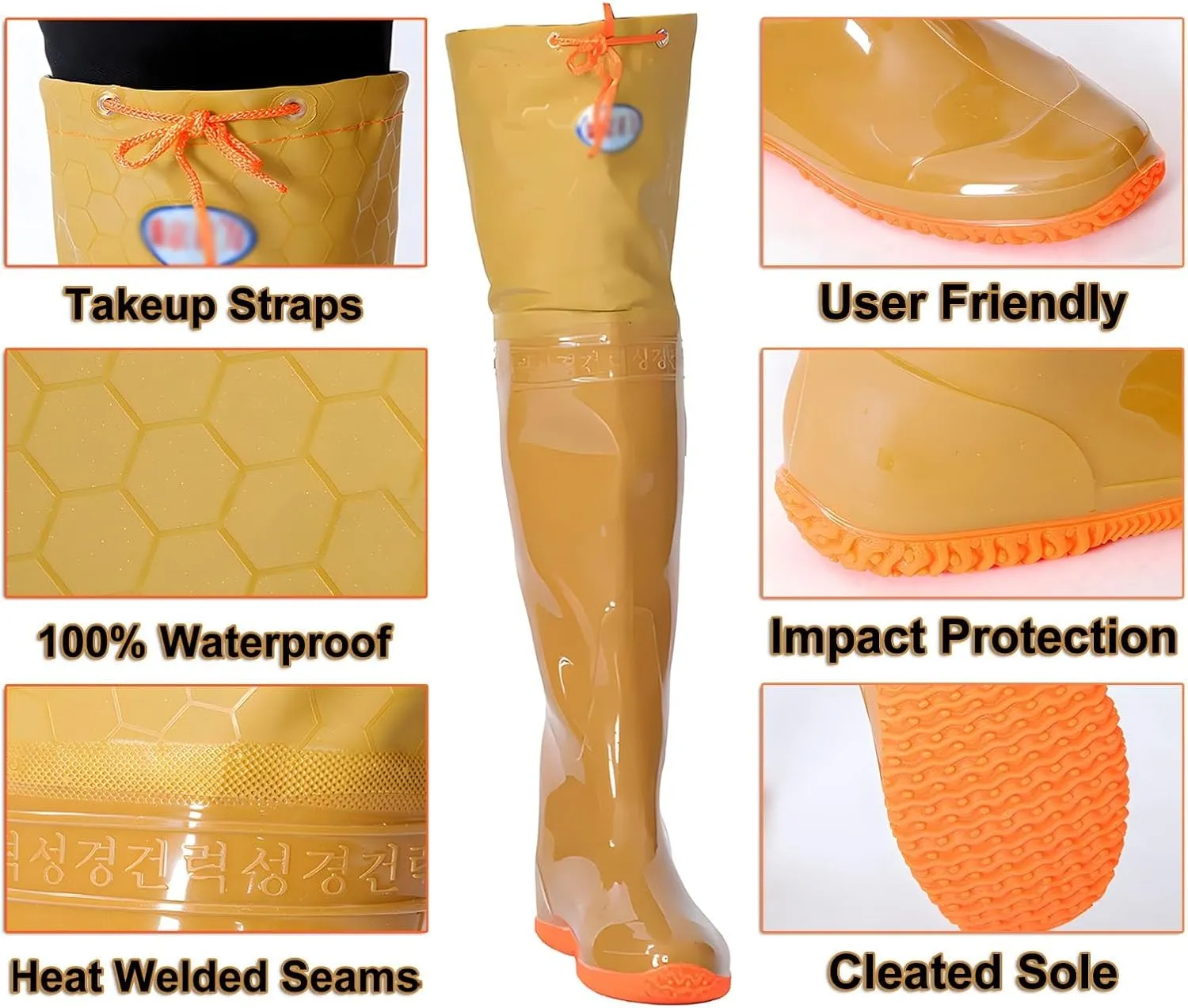 Outdoor Hip Waders for Men Women, High Knee Waterproof Fishing Boots, Wading Boots with Cleated Outsole