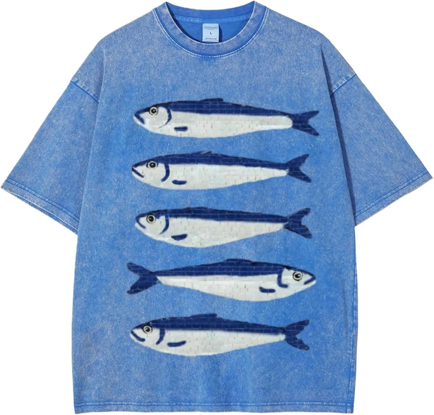 Oversized Graphic Tees for Women Y2k Fisherman Aesthetic Graphic Fish Print T-Shirts Streetwear Summer 2025