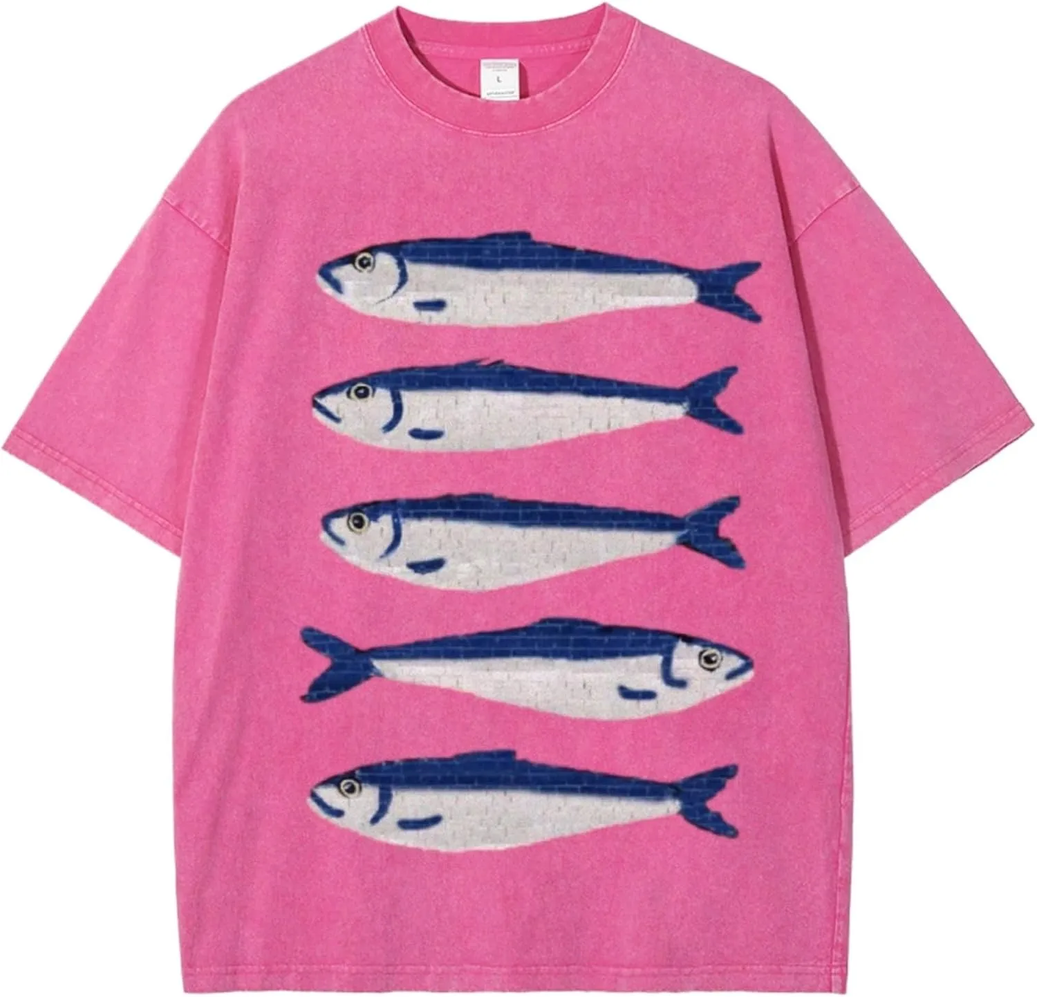 Oversized Graphic Tees for Women Y2k Fisherman Aesthetic Graphic Fish Print T-Shirts Streetwear Summer 2025