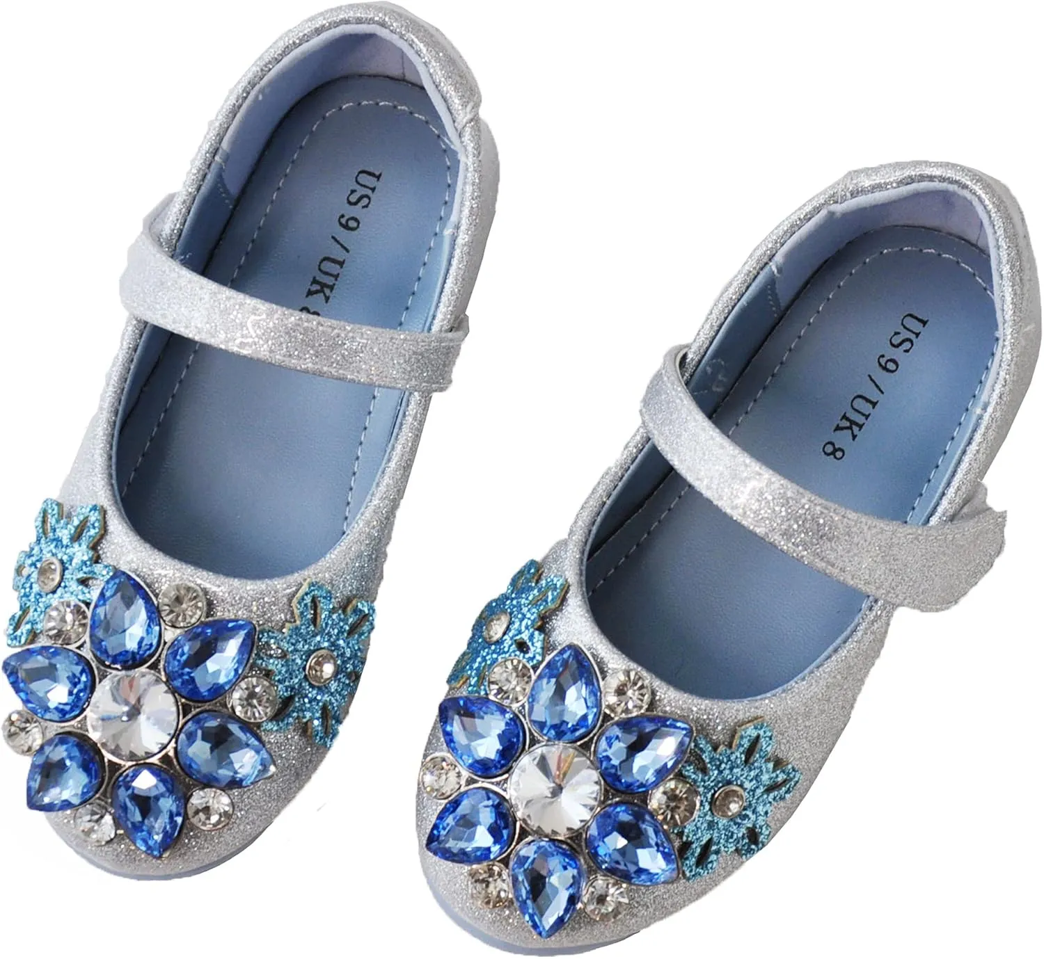 owiluup Girls Dress Shoes Mary Jane Princess Hook and Loop Glitter Party Flats