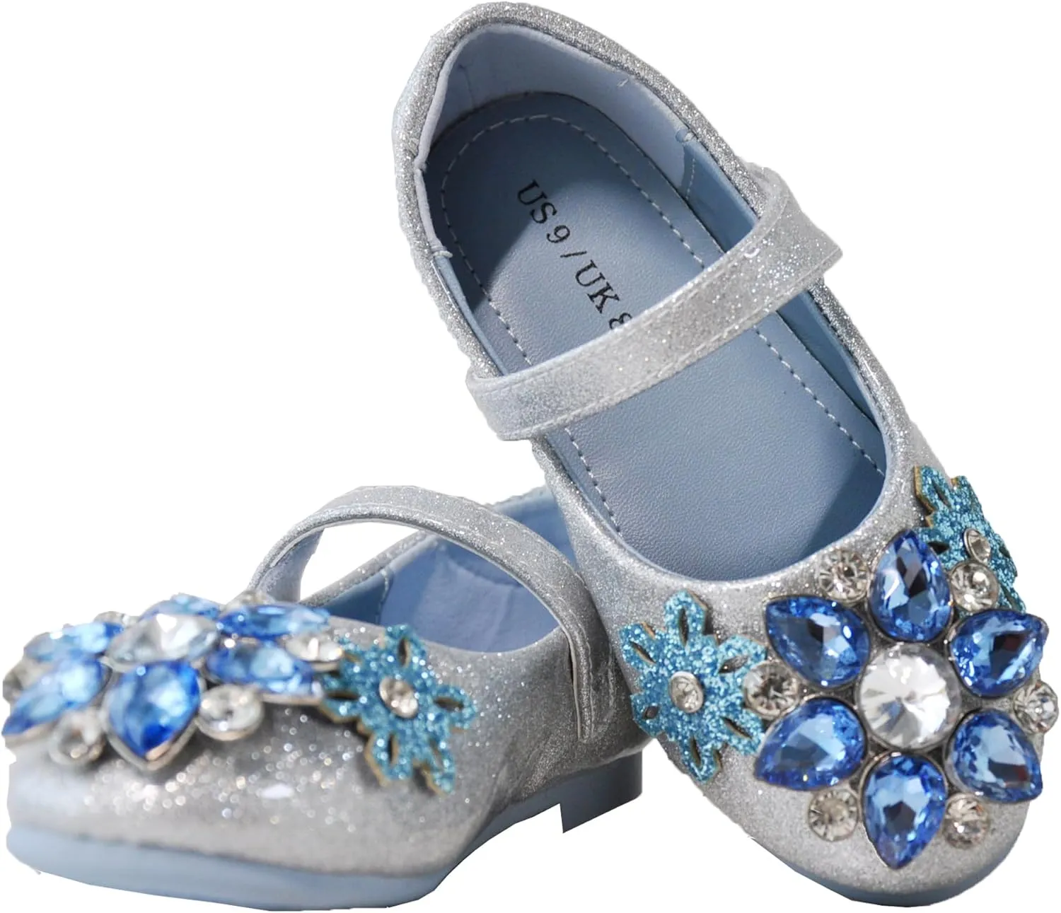 owiluup Girls Dress Shoes Mary Jane Princess Hook and Loop Glitter Party Flats
