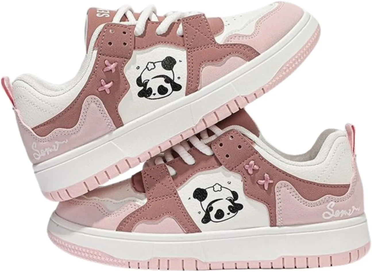 Panda-Themed Walking Sneakers for Women, Y2K Aesthetic, Cute Sporty Comfort, Travel-Ready