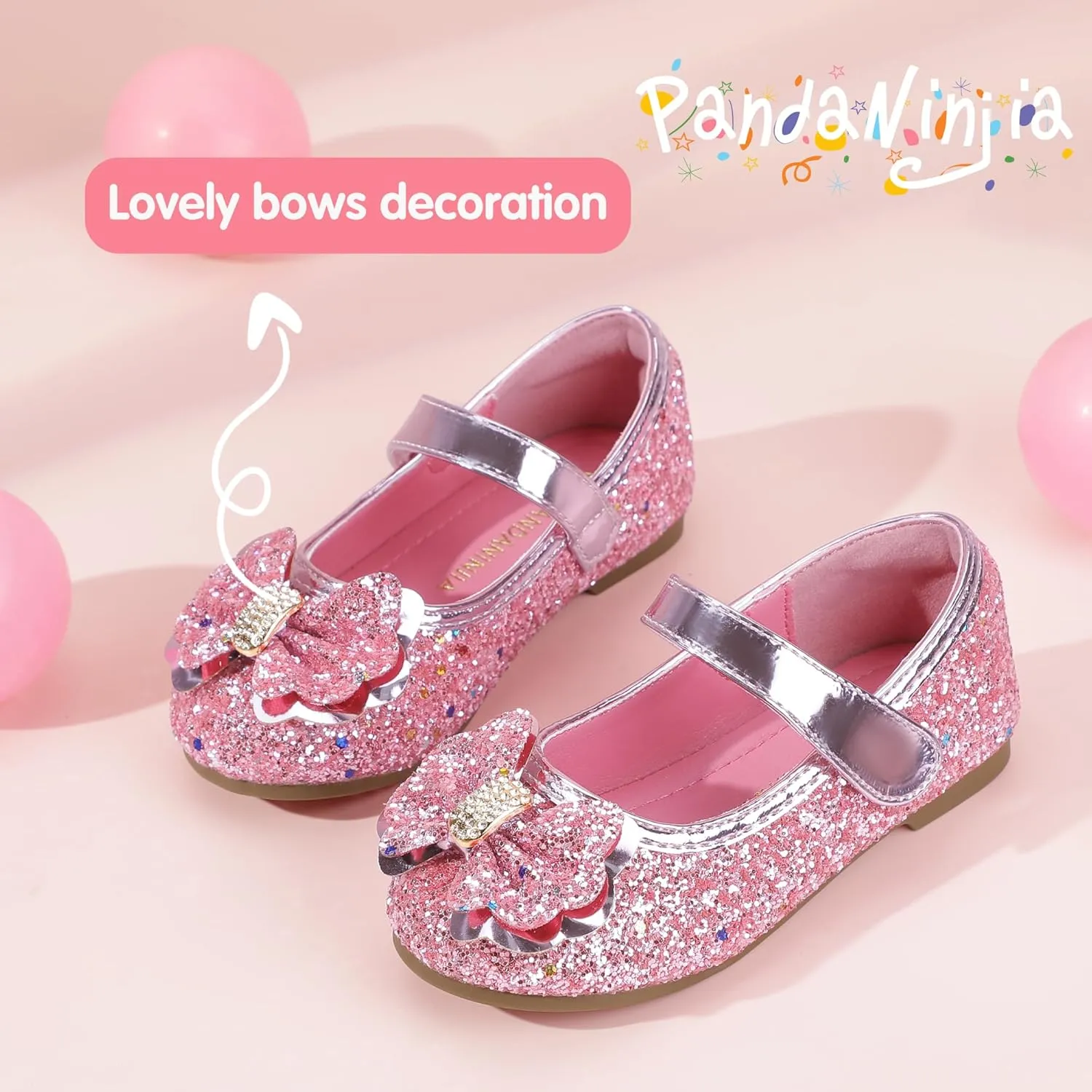 PANDANINJIA Flower Girl Shoes Toddler Little Kid Ballet Flats Pearls Wedding Party Mary Jane Girls Dress Shoes