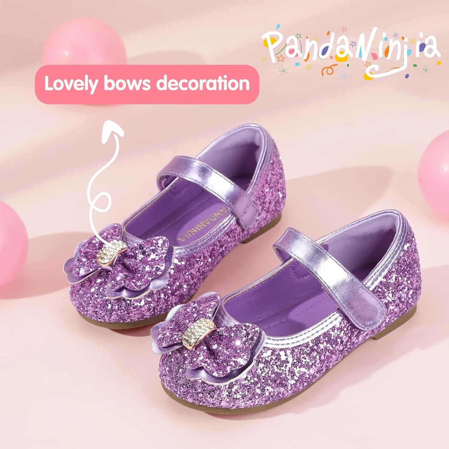 PANDANINJIA Flower Girl Shoes Toddler Little Kid Ballet Flats Pearls Wedding Party Mary Jane Girls Dress Shoes