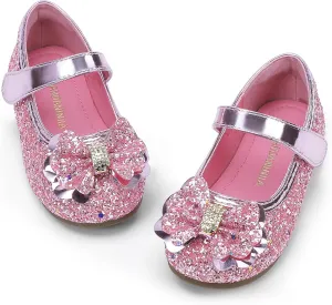 PANDANINJIA Flower Girl Shoes Toddler Little Kid Ballet Flats Pearls Wedding Party Mary Jane Girls Dress Shoes
